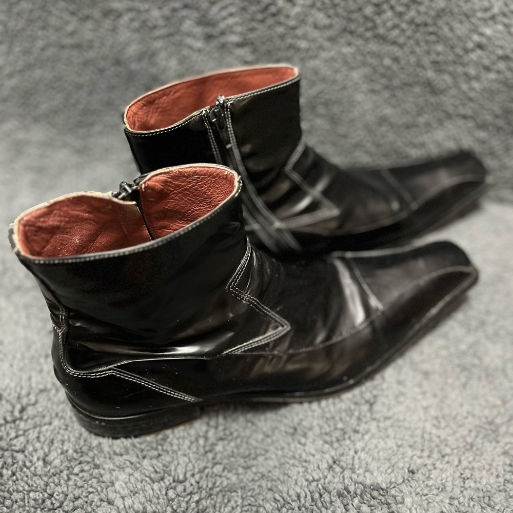 Jo Ghost Men's Black Leather Ankle Boots - Picture 2 of 8